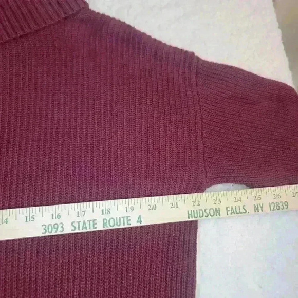 Talbots Plus Sweater Womens X Shaker Stitch Split Neck Shiraz Red Wine Burgundy - Picture 8 of 10